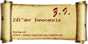 Zádor Innocencia névjegykártya